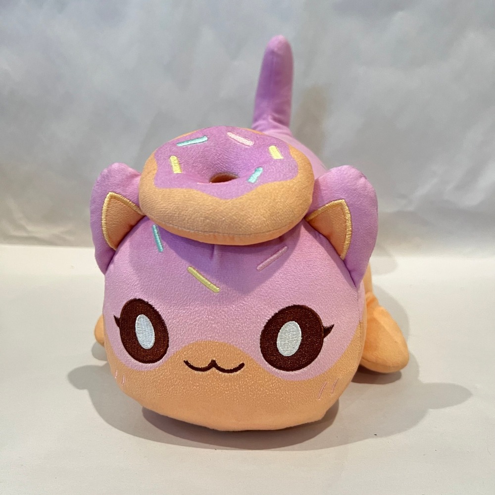 Aphmau Meemeow Donut Cat Plush Catface Pink Orange Stuffed 11"